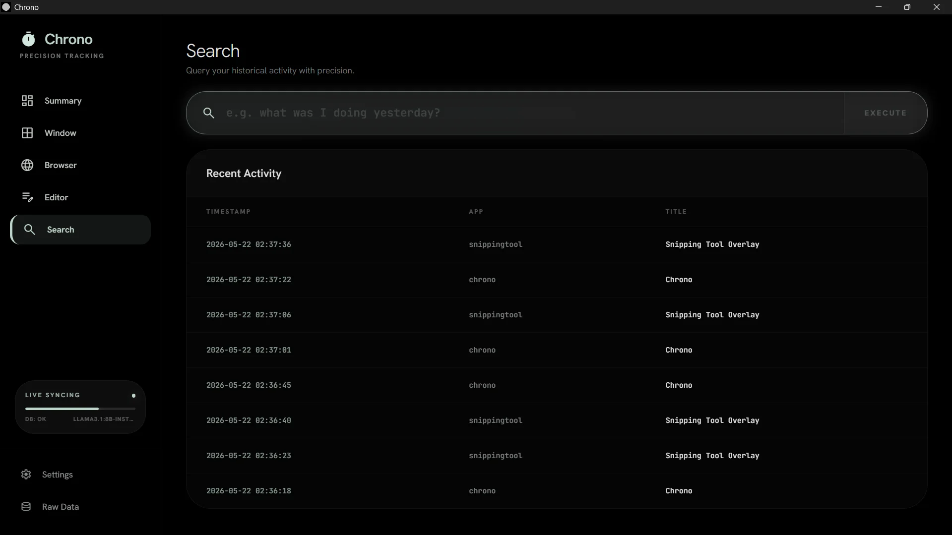 Chrono - Browser Tracking